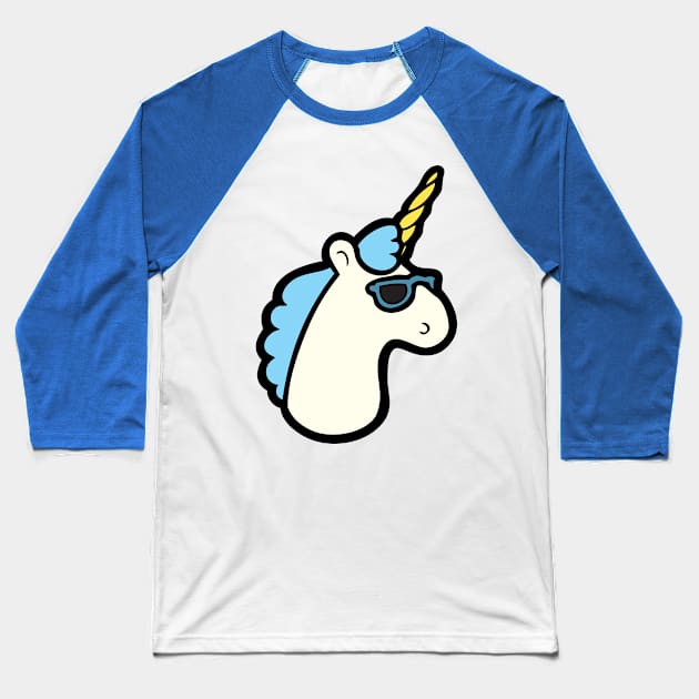 Blue Unicorn Baseball T-Shirt by evannave